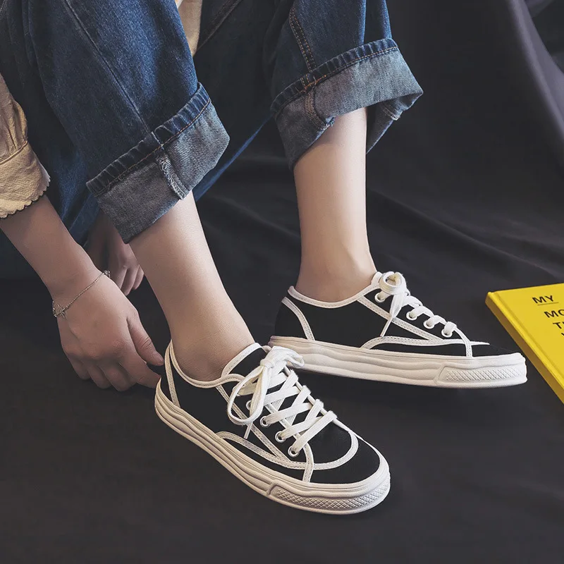 

Women's Fashion Vulcanized Shoes Woman Sneakers New Retro Canvas Shoes Flat Fashion Comfortable Shoes Women