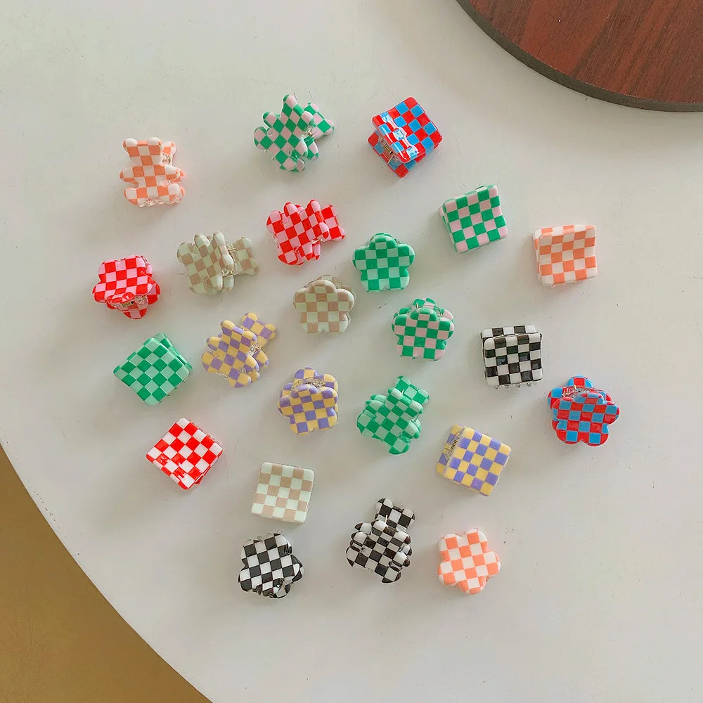 

Cute Plaid Color Claw Clip Barrette Crab Hair Claws Flower Bath Clip Ponytail Clip For Women Girls Hair Accessories