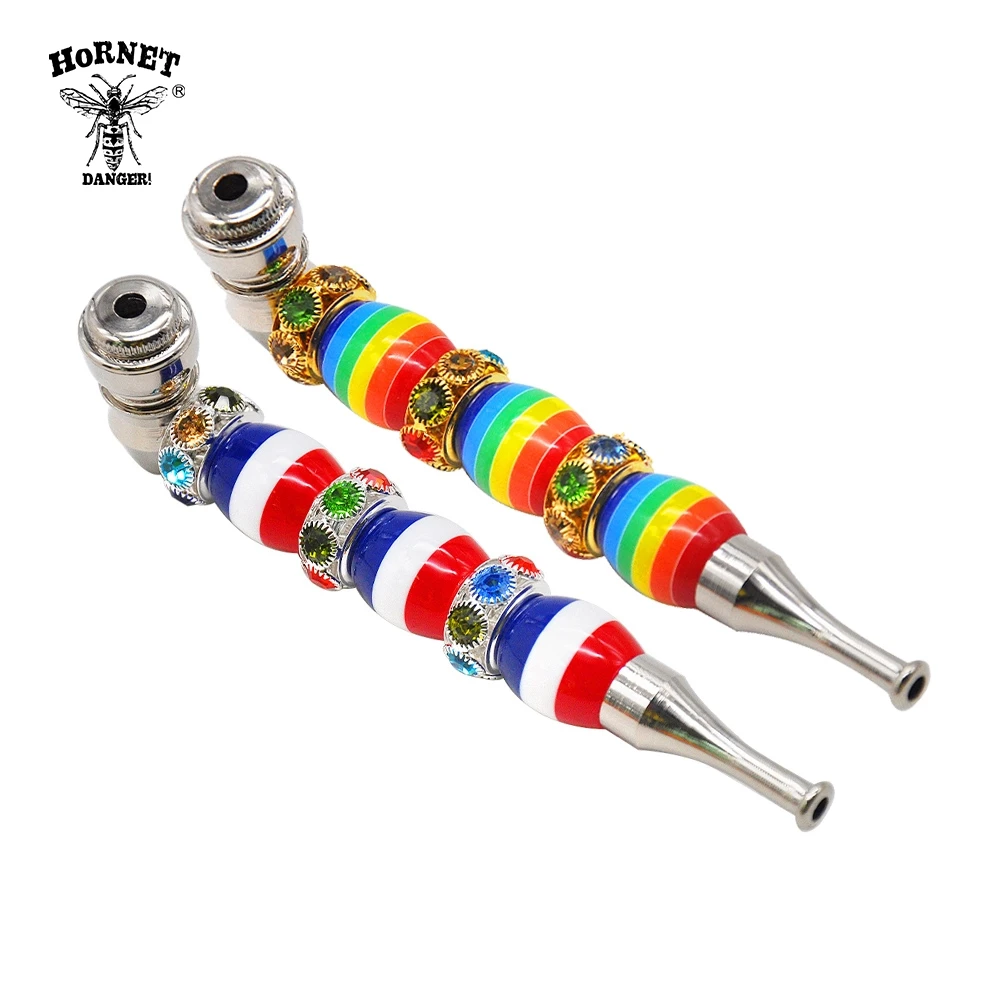 

HORNET Crystal Zinc Alloy Smoking Smoking Pipe 132MM Metal Bowl Mini Metal Tobacco Herb Pipe Detachable Tobacco Hand Spoon Pipes