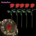 5 шт.компл. 50 см искусственные розы цветы искусственные розы Шелковые цветы Пластиковые длинные стебли шелковые розы светодиодный букет роз