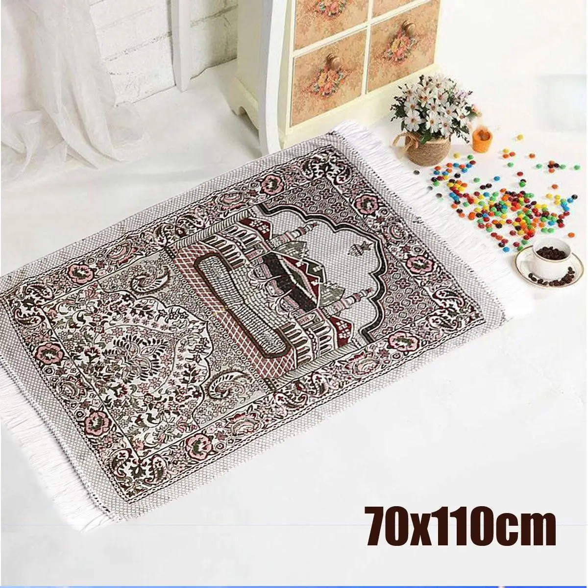 1 pcs Ramadan Prayer Rug Carpet Mat 70x110cm Polyester Multi-function Quran Islamic Muslim Eid Mubarak Praying | Дом и сад