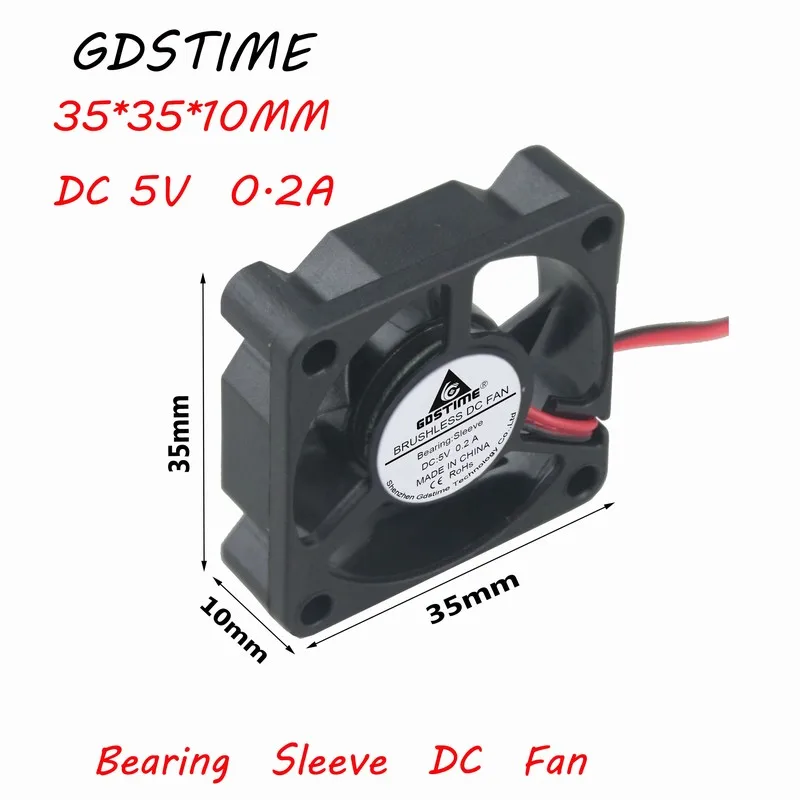 2 шт. Gdstim Dupont рукав 2Pin 5V 35*35*10 мм Smart компьютер PC VGA Видео теплоотвод кулер DC