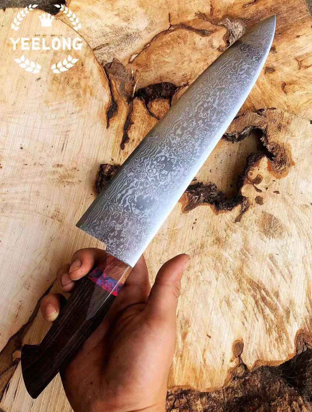 Дамасский нож шеф-повара, японский кухонный нож Gyuto, инструмент для приготовления мяса vg10, ядро из нержавеющей стали со стабилизированной деревянной ручкой