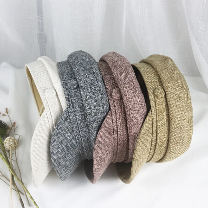 Бейсбольная кепка из хлопка и льна плоская темно-синяя универсальная британская