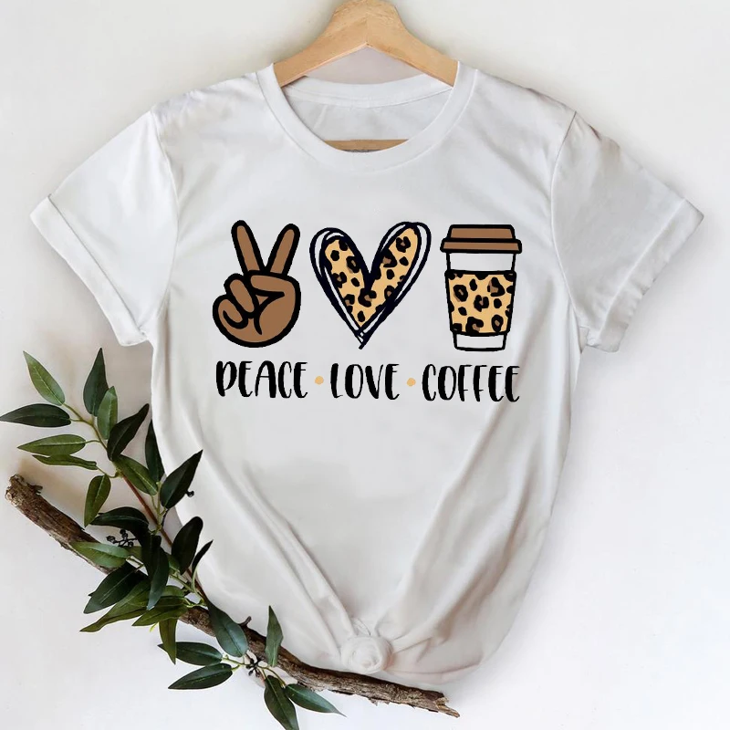 

Женская футболка леопардовая в стиле 90-х с принтом Love Coffee