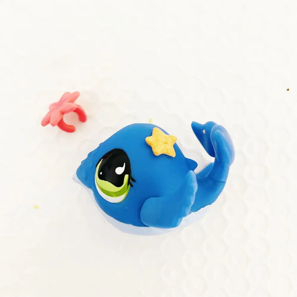 

Original 5cm Cute toys Blue Dolphin Little safflower Lovely Pet animal shop figure lpstoy littlest doll gift girl toy