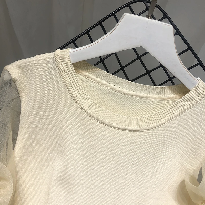 ALPHALMODA стерео цветок Oganza рукав трикотажная рубашка Женская свободная винтажная вязанная Топ стиль осень винтажный джемпер осень