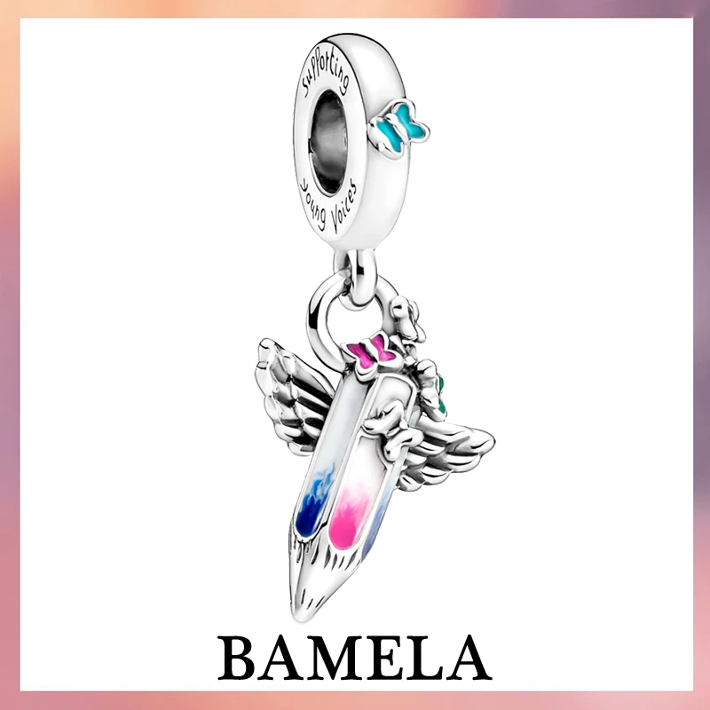100% 925 Sterling Silver New Dream Pencil Charms Wing Pen Gift Beads DIY For Original Pandora Bracelet Fashion Jewelry For Women