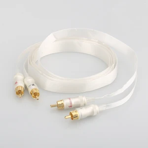 high quality hifi silver plated cable blue white heven king snake gold plated rca interconnect cable free global shipping