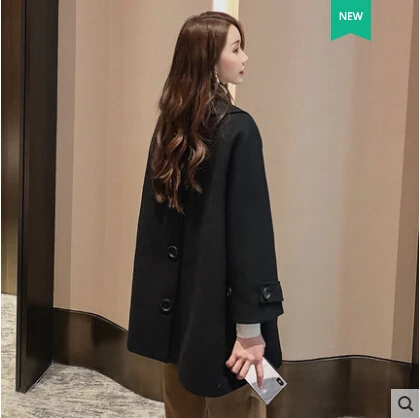 Женское Однотонное шерстяное пальто повседневная винтажная двубортная блузка