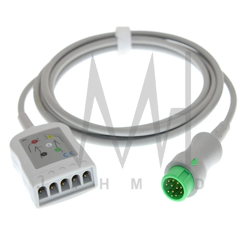 

12P to 5 Leads ECG EKG Trunk Cable for Mindray PM5000 PM6000 PM6800 BeneView T5/T8 Monitor,for Euro Style Extension Cord