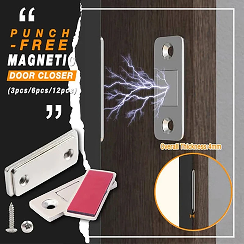 

1set Strong Magnetic Cabinet Catches Magnet Door Stops Hidden Door Closer With Screws Ultra Thin Cabinet Catch Latch