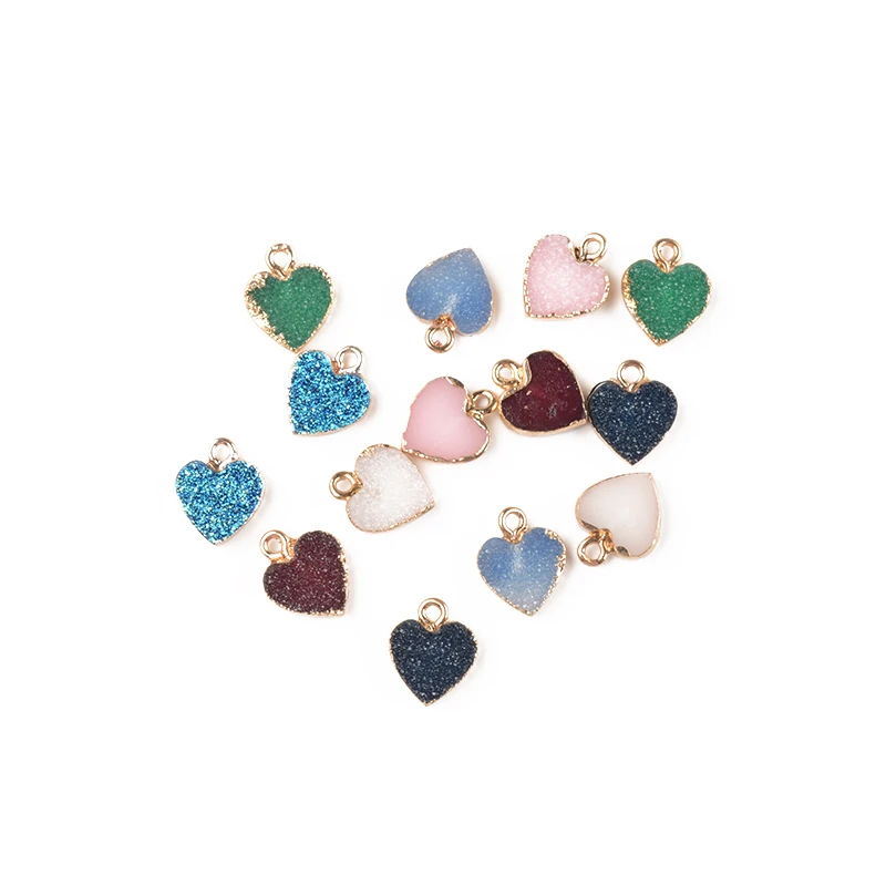 

10 PCS Jewelry Making Ore Heart Shape Pendant Diy Resin Imitation Handmade Bracelet Necklace Earrings Hair Accessories Materials