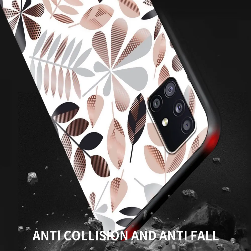 phone case for samsung galaxy a51 a71 a21s m31 m30s a31 a41 a11 a01 m51 black soft mobile cover sac hot flower leaf free global shipping