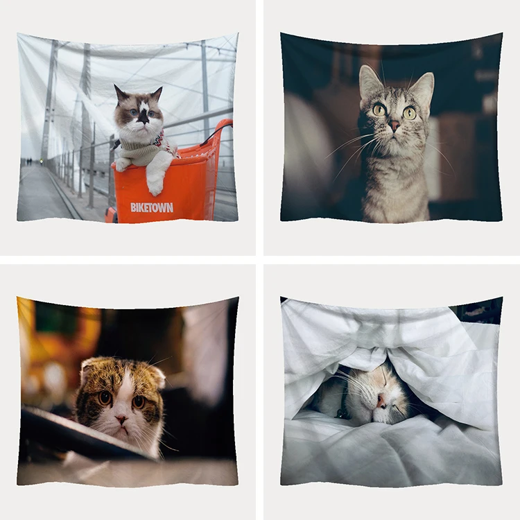 

Hanging Wall Tapestry Hippie Retro Home Decor Yoga Beach Mat Dorm Tapestries Art Home Decoration Accessories Cats