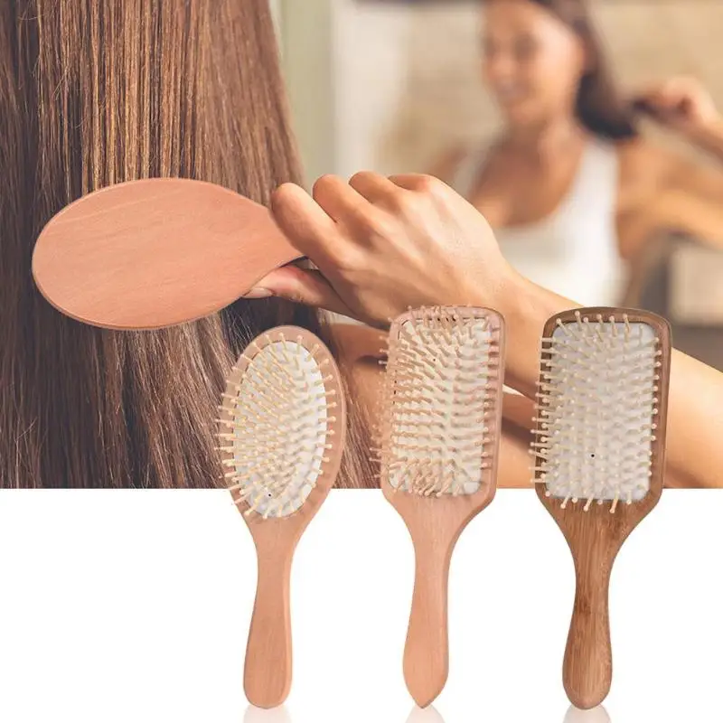 Деревянная расческа профессиональная Массажная щетка для выпадения волос с