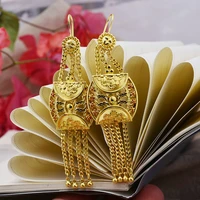 earrings ethiopian dubai arab tassel gold color earrings for women girls wedding jewelry earring gift