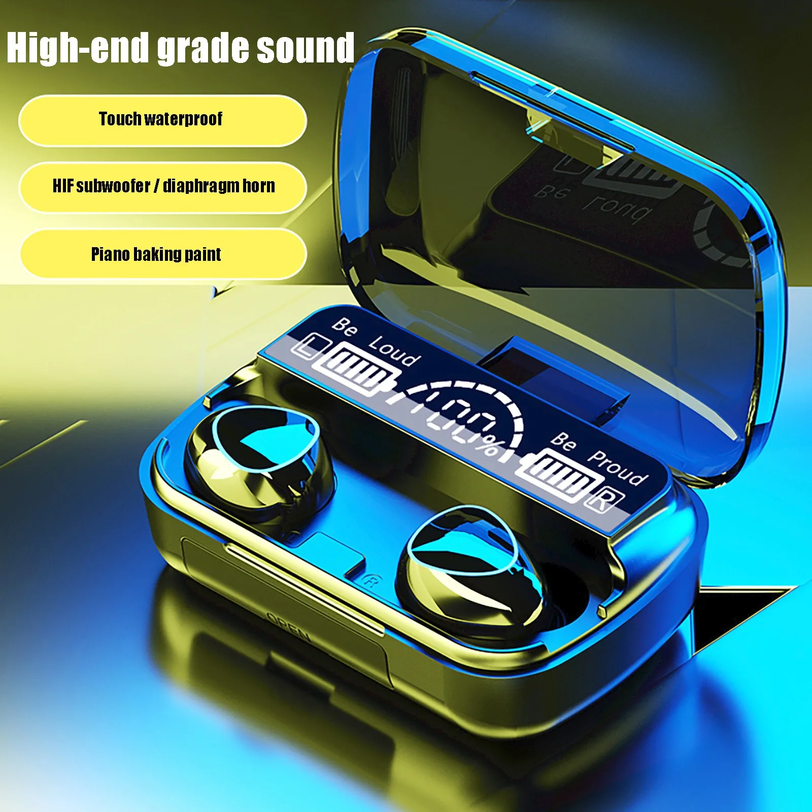 

M10 Беспроводные водонепроницаемые наушники 9d T-ouch Control Bluetooth-совместимые наушники 5,1 Беспроводная гарнитура Hifi качественные наушники