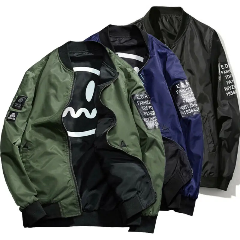 Мужская зимняя повседневная куртка пилот боевой Бомбер бейсбольная спортивная