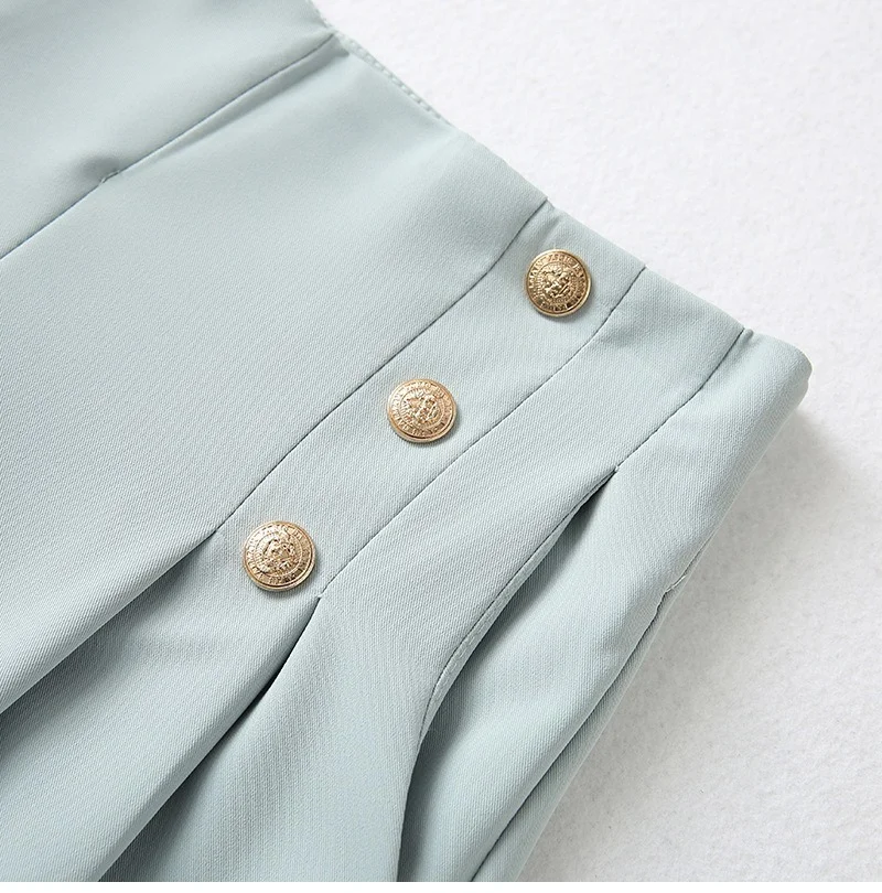 

2021 Summer Fashion Women High Waist Double Breasted Green Suit Pants Trousers Office Traf Lady Korean Style Pants Pantalon Y2k