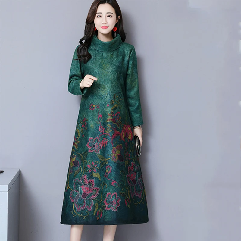 2019 новое осенне-зимнее элегантное стильный принт в китайском стиле плюс