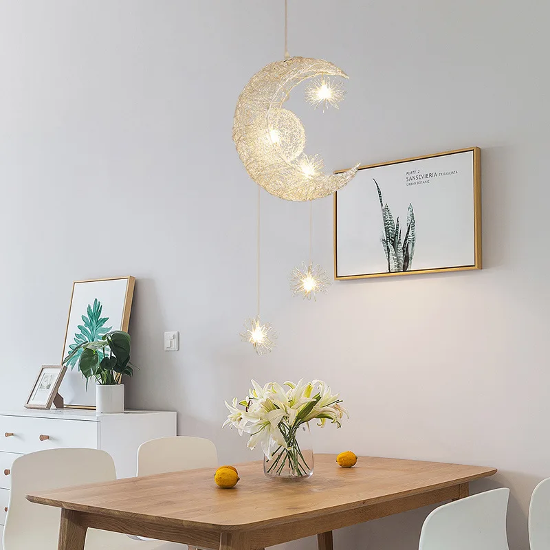 Современный Креативный Луна Алюминий подвесной светильник с Спальня подвесные