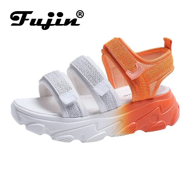 Fujin/Брендовые женские босоножки Новинка 2020 года Модная женская повседневная