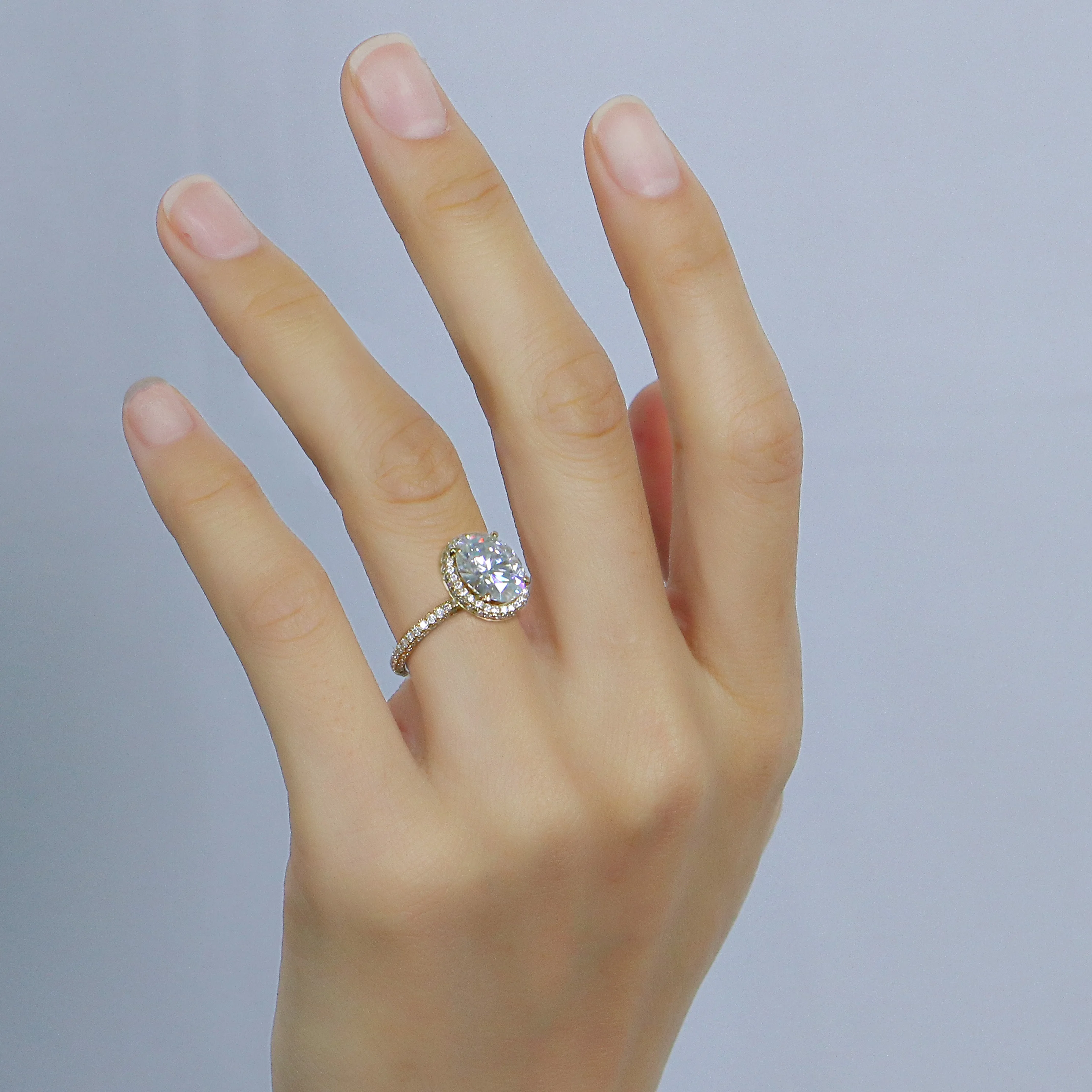 Transmems 14 к 585 Желтое золото центр 4ct Овальный F цвет Муассанит Обручальные кольца