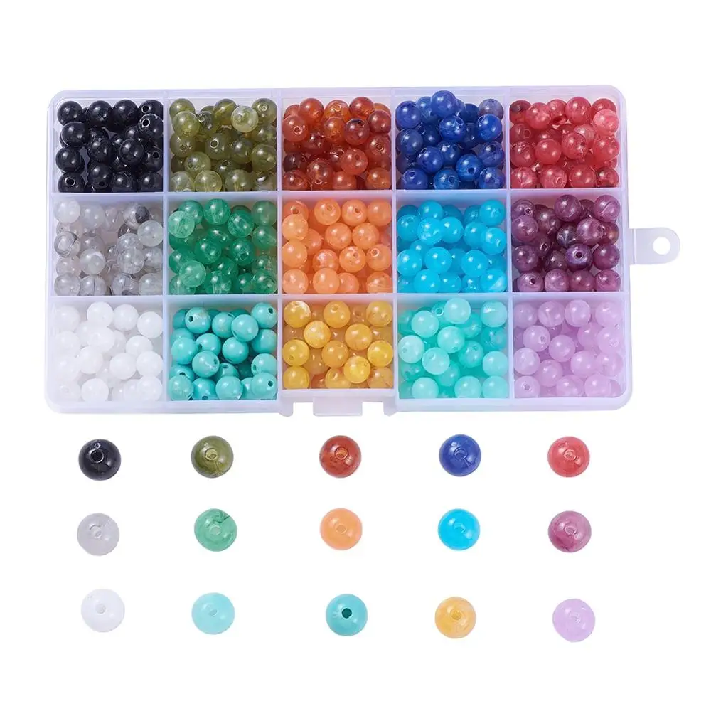 

1Box Multiple colors 8mm Round Imitation Gemstone Acrylic Beads for DIY Jewelry Making Findings Hole: 2mm about 200~450pcs/1Box