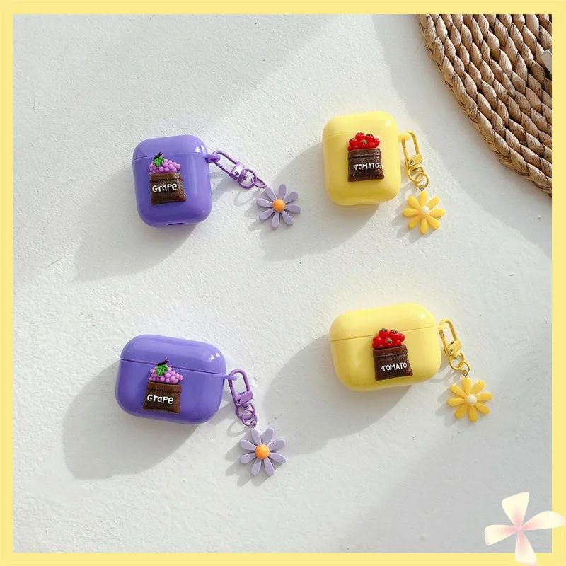 

Tomato Grape Yellow Purple Apple AirPods 1 / 2 / 3 Pro Case Cover IPhone Earbuds Accessories Airpod Case Air Pods Case