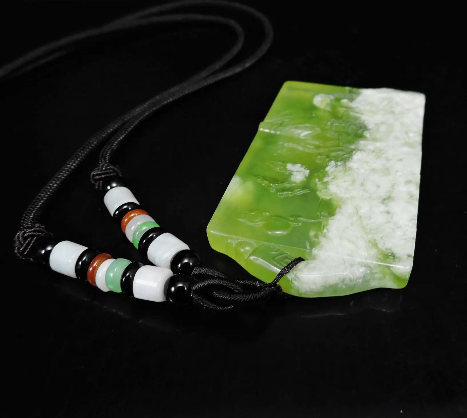 

Jade Jewelry Natural Jade Pendant Necklace Hand-Carved snow&spring landscape Jadeite Necklace Pendant Gift No Treatment 778F