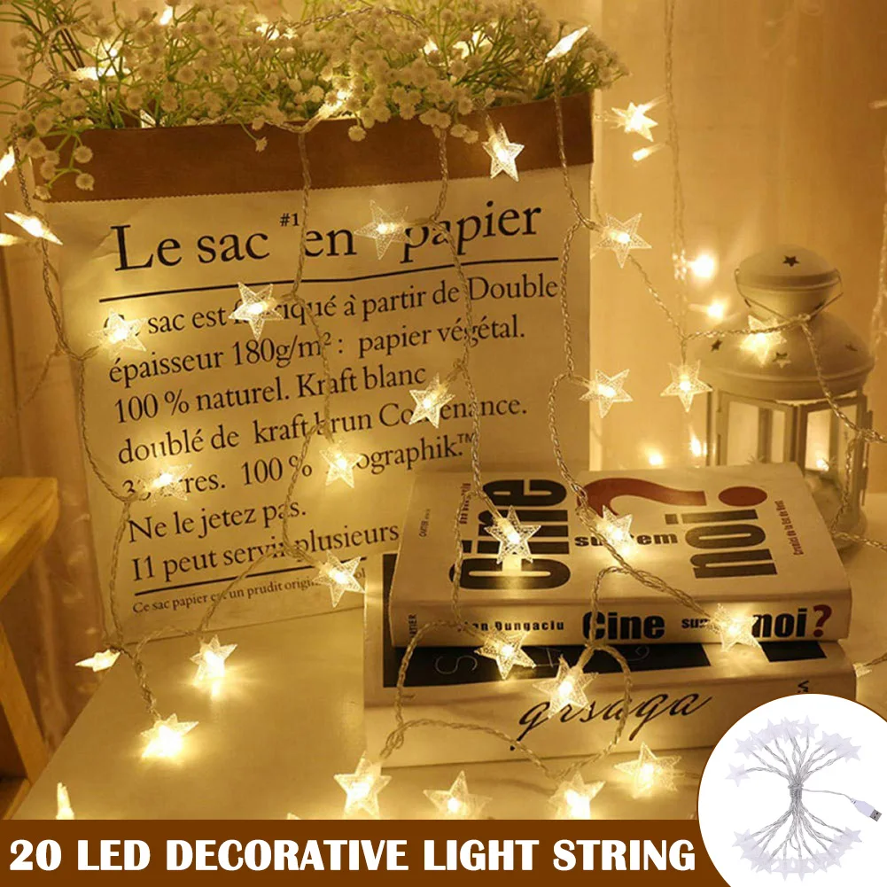 

Economical 20LEDs Star Fairy String Lights Outdoor Garden Wedding Party DIY Light String New ds99