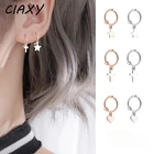 CIAXY 925 серебряный крест кулон звезда, свисающие серьги для женщин, серьги Любовь Круглый Форма ухо пряжкой в Корейском стиле свежий ювелирные изделия
