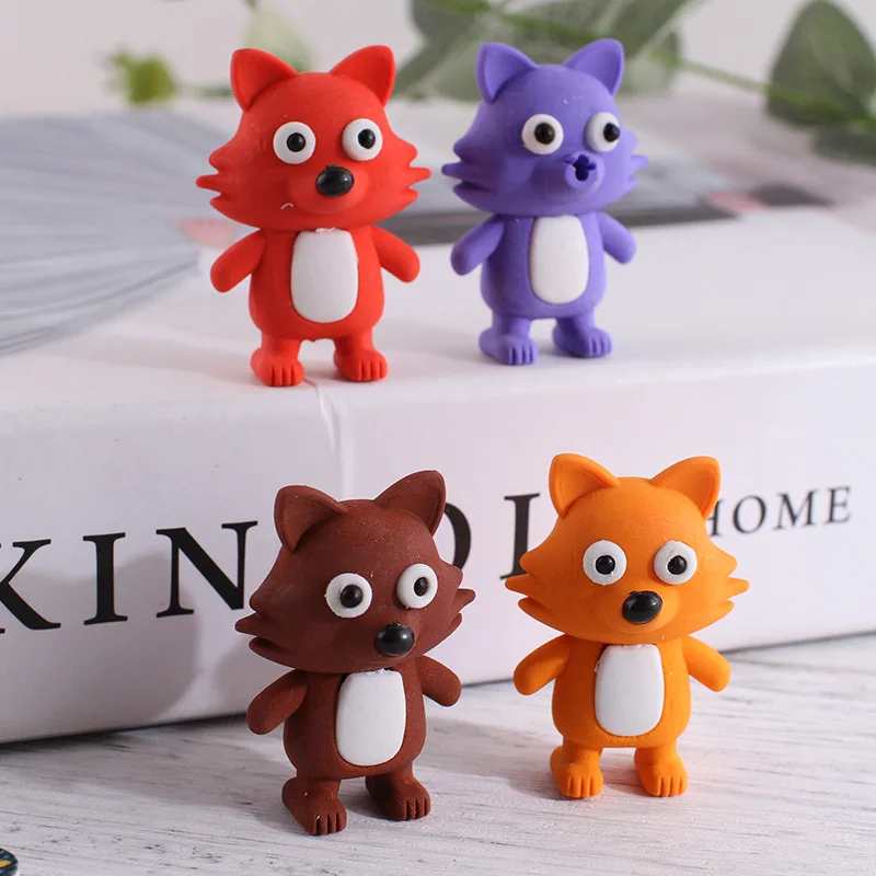 20 Pcs Creative Cartoon Cute Fox Eraser Stationery Student Prize Gift Wholesale Stationery for School