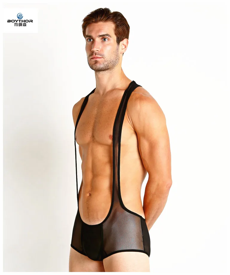 

men's gauze transparent men's underwear onesies sexy underwear perspective halter vest four cis