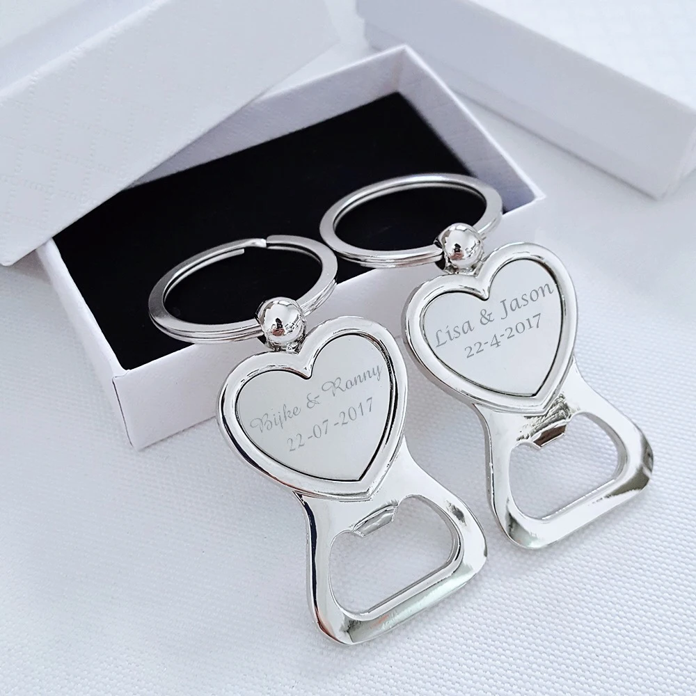 Персонализированные сердца брелок держатель для ключей свадебные предпочтения