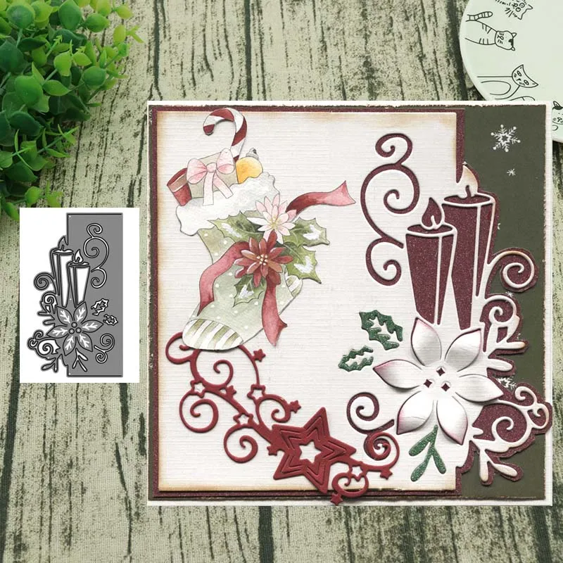 Металлические Вырубные штампы Рождественская свеча вырезанная форма украшение