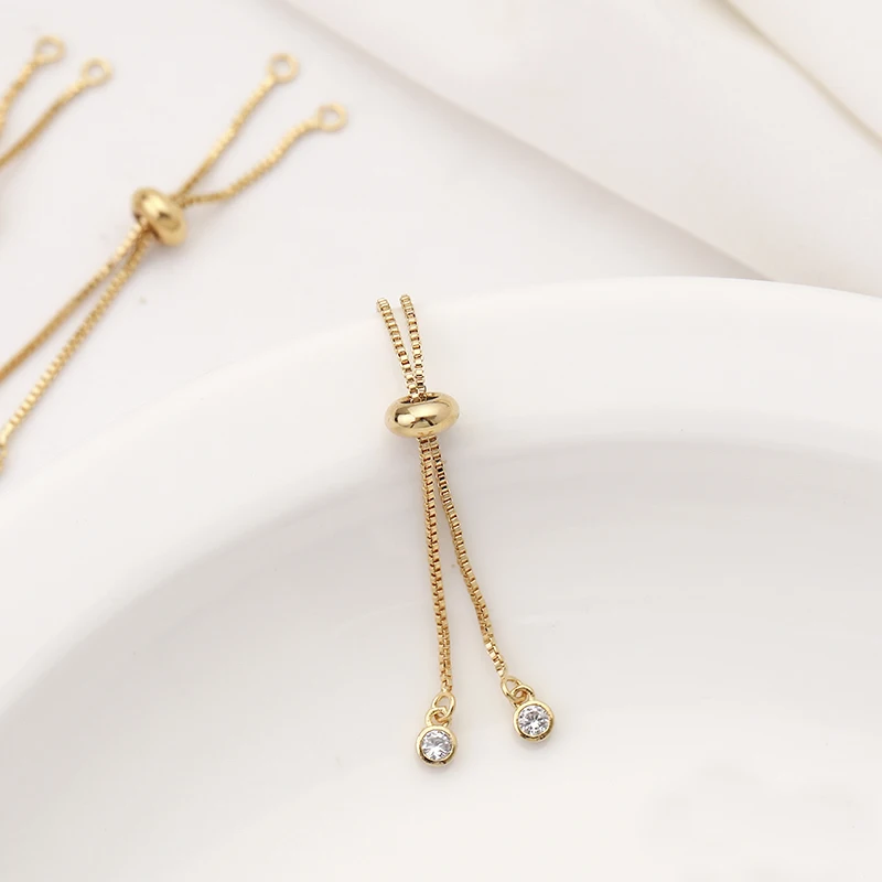 Латунные регулируемые цепочки Стразы для браслетов золотые резиновые ползунки