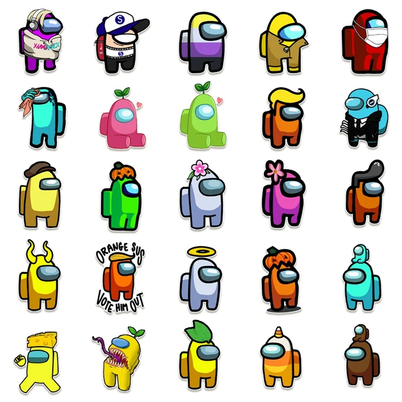 

50Pcs AMOUNG US Game Anime Figures Stickers for Laptop Luggage Guitar Phone Fridge Decals Children Stationery Stickers Toy