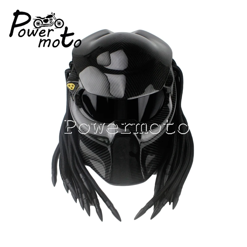 S/M/L/XL/XXL Хищники из углеродного волокна полный шлем воин Casco Para мото Байкер гоночный Железный человек Шлем маска безопасности точка