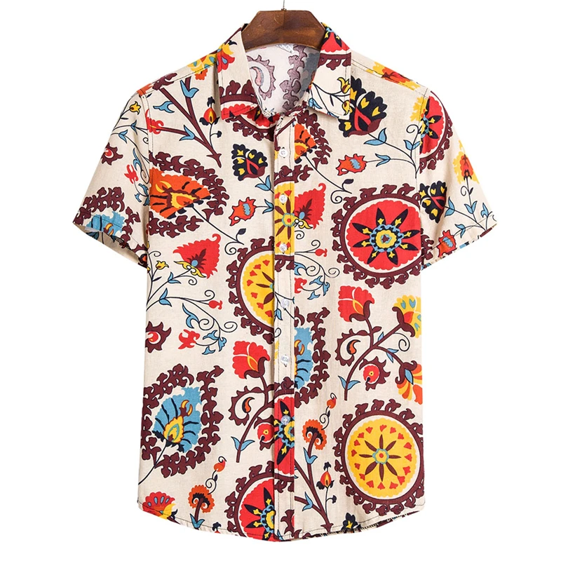 Мужская гавайская рубашка camisa 2020 летняя Этническая Повседневная хлопковая