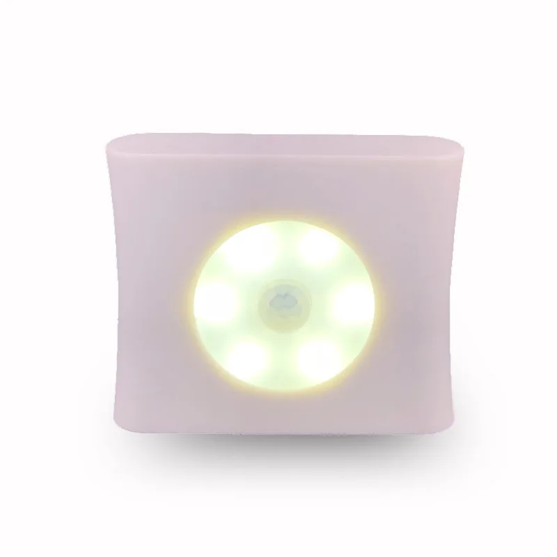 Warm White Квадратный 6 светодиодный PIR датчик движения светильник светодиодный ночной Светильник для шкафа шкаф гардероб Прихожая Ночная лампа домашний яркий ночной Светильник - Цвет: Warm White