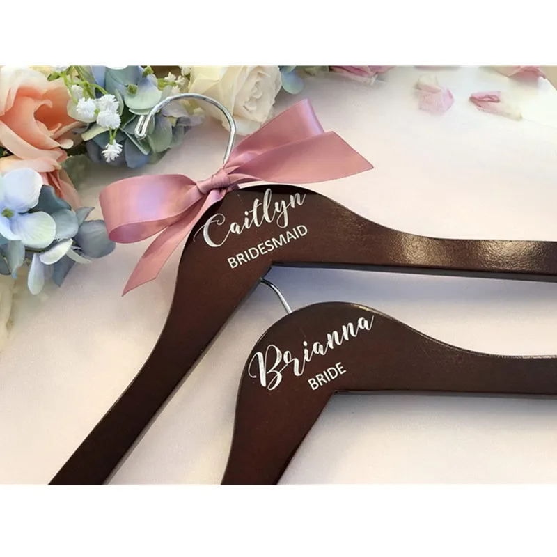 Деревянные Свадебные вешалки для невесты розовое золото на заказ с гравировкой