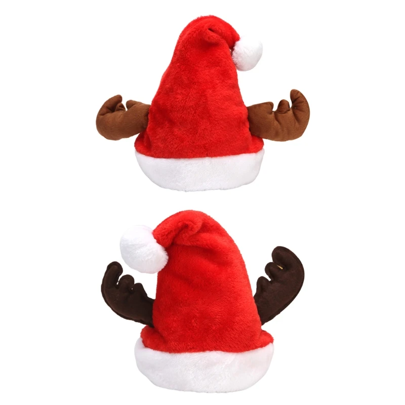 

Parent-Child Antlers Christmas Hat Creative Red Santa Hat Headwear Supplies Halloween Family Gift for Adult Kid Children