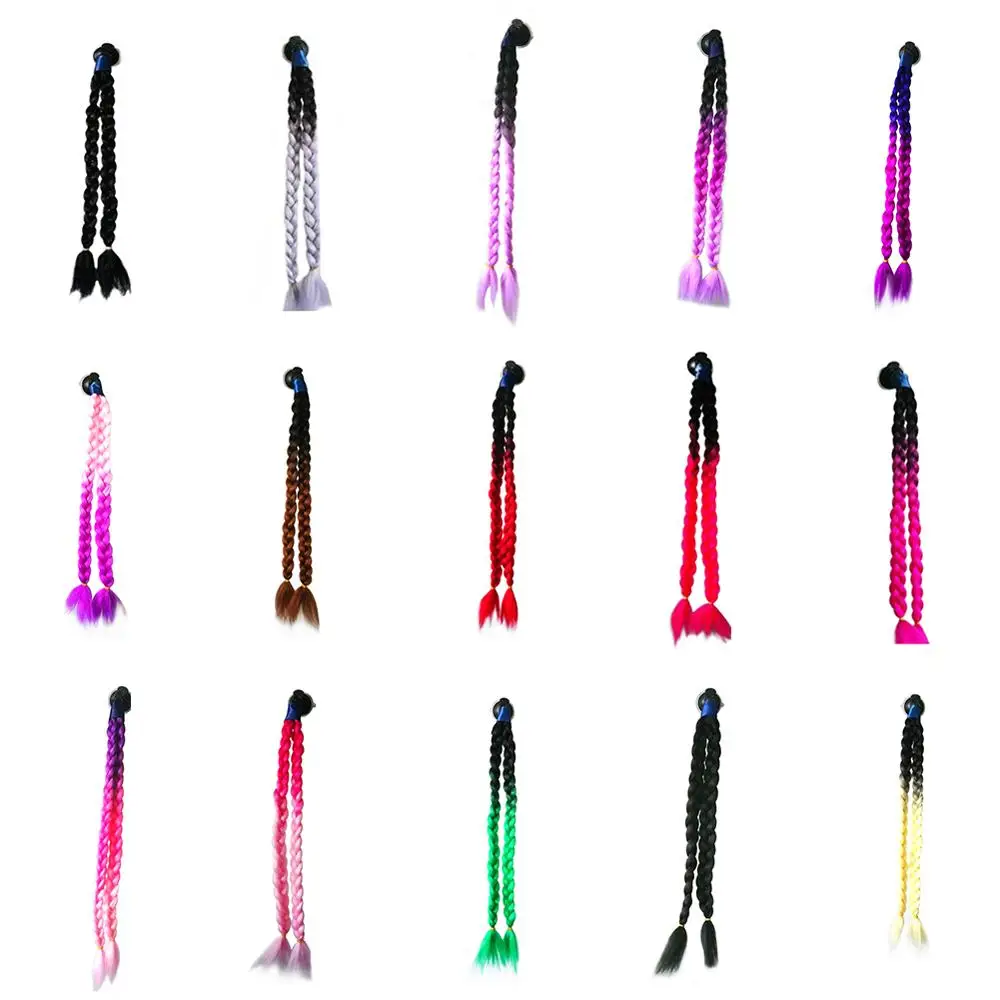 

Motorcycle Motorbike Helmets Braids Wig Twist Dual Pigtail Ponytail With Sucker Bow