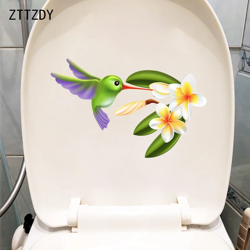 

ZTTZDY 26,1 см × 16,7 см Колибри Плюмерия WC Туалет Стикеры дома комнаты настенный светильник современный подвесной светильник в декоративной T2-0948