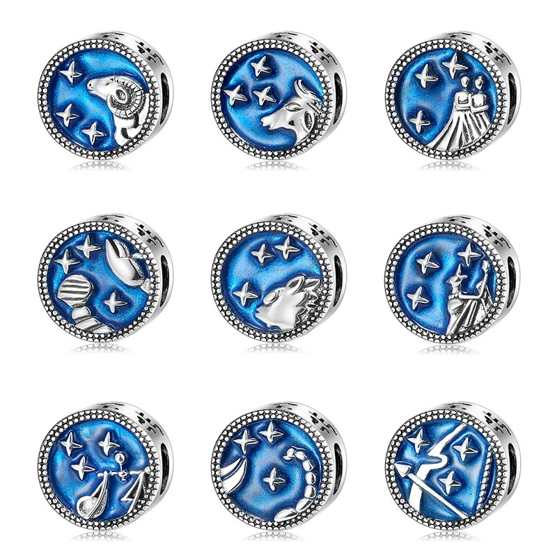 

12 созвездий, звёзды, символы, подвески, Подлинная женская подвеска, европейский шарм, серебро 925, браслеты, изготовление ювелирных изделий