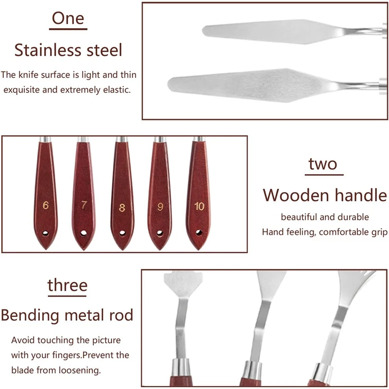 10 шт. Набор ножей для акриловой палитры деревянная ручка набор рисования