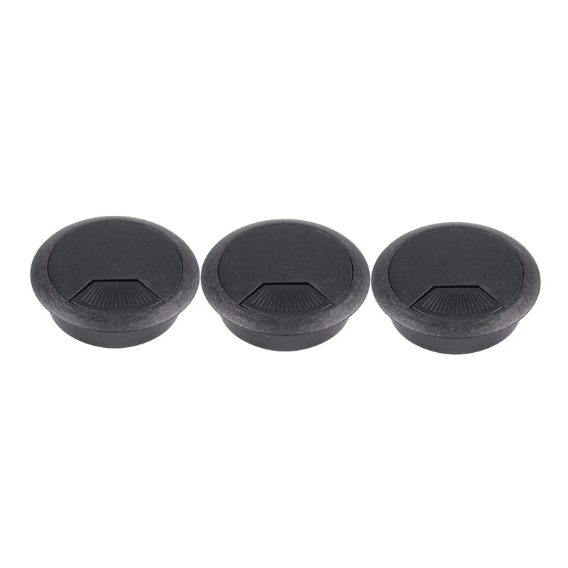 

Transportation 3 Pcs 50mm Drill Hole Dia Desk Wire Cord Cable Grommets Cover Black