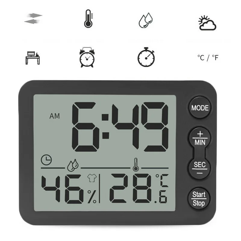 Цифровой будильник таймер Термогигрометр для помещения с ЖК дисплеем бытовые
